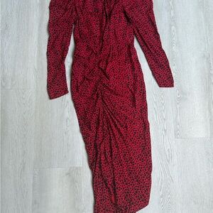 Ronny Kobo Collection Juju Dress in Red and Black Long Sleeve Dress